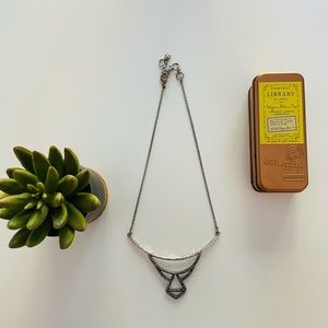 Lucky Brand Silver Gunmetal Bib Necklace